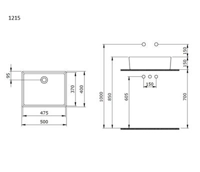 Bocchi Milano Çanak Lavabo 50 cm Antrasit 1215-020-0125