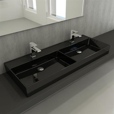 Bocchi Milano Çift Gözlü Lavabo 120 cm Parlak Siyah