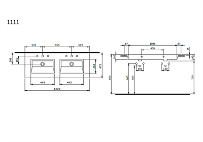 Bocchi Milano Çift Gözlü Lavabo 120 cm Mat Kahve