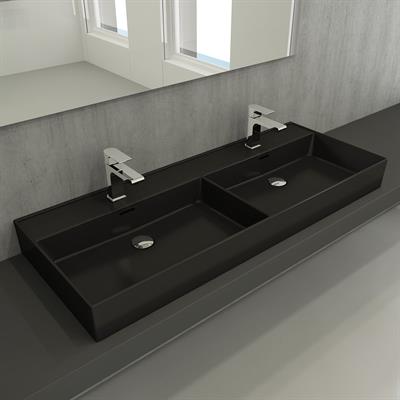 Bocchi Milano Çift Gözlü Lavabo 120 cm Mat Siyah