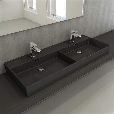 Bocchi Milano Çift Gözlü Lavabo 120 cm Mat Antrasit