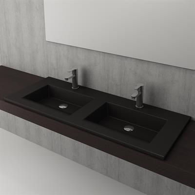 Bocchi Milano Çift Gözlü Lavabo 120 cm Mat Siyah