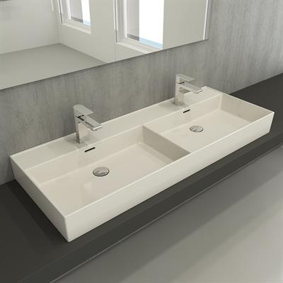 Bocchi Milano Çift Gözlü Lavabo 120 cm Parlak Bisküvi