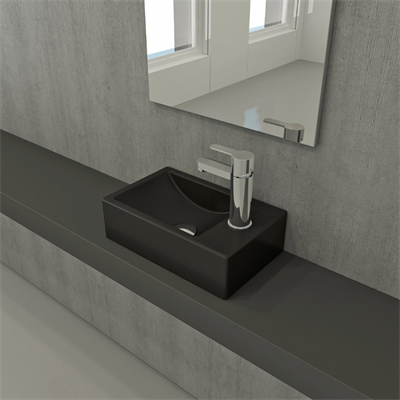 Bocchi Milano Dar Sağ Lavabo 37 cm Mat Siyah