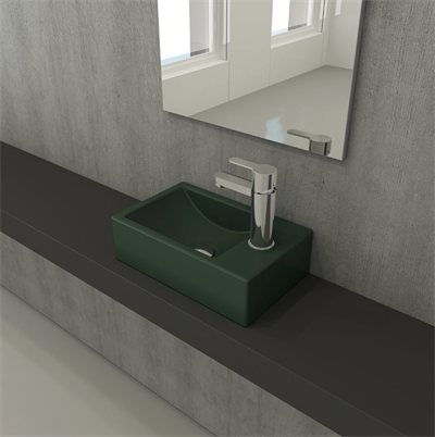Bocchi Milano Dar Sağ Lavabo 37 cm Mat Yeşil