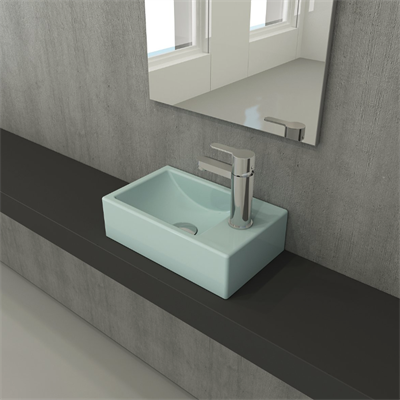 Bocchi Milano Dar Sağ Lavabo 37 cm Mat Buz Mavisi