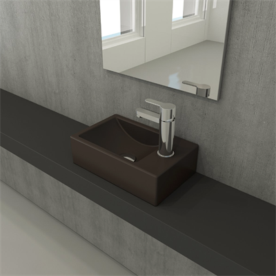 Bocchi 1419-025-0126 Milano Dar Sağ Lavabo 37 cm Mat Kahve