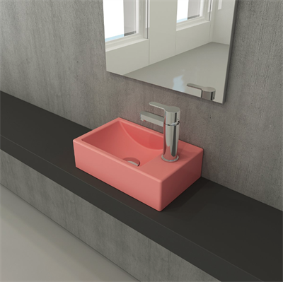 Bocchi Milano Dar Sağ Lavabo 37 cm Mat Somon