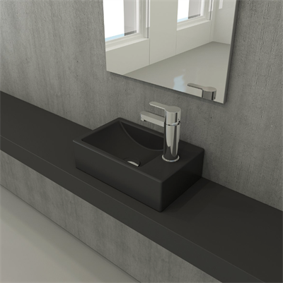 Bocchi Milano Dar Sağ Lavabo 37 cm Mat Antrasit