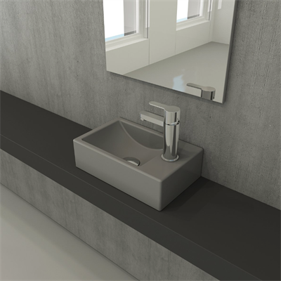 Bocchi Milano Dar Sağ Lavabo 37 cm Mat Gri