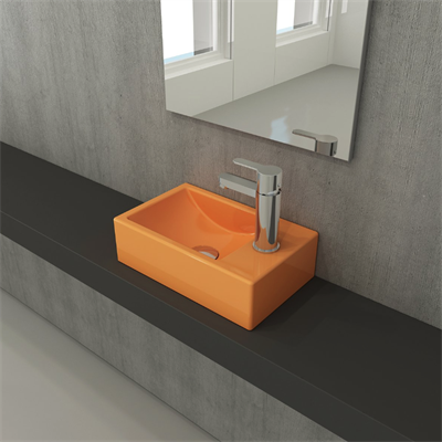 Bocchi 1419-021-0126 Milano Dar Sağ Lavabo 37 cm P. Mandalina Sarısı