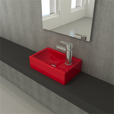 Bocchi 1419-019-0126 Milano Dar Sağ Lavabo 37 cm Parlak Kırmızı