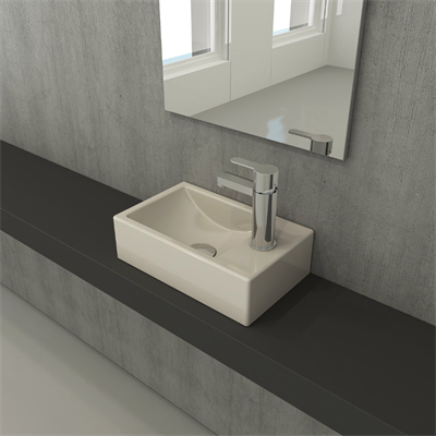 Bocchi 1419-014-0126 Milano Dar Sağ Lavabo 37 cm Parlak Bisküvi