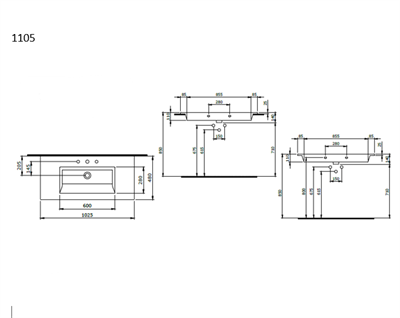 Bocchi Milano Etajerli Lavabo 100 cm Mat Siyah 1105-004-0126