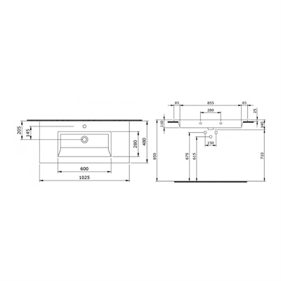 Bocchi Milano Etajerli Lavabo 100 cm Parlak Beyaz 1105-001-0126