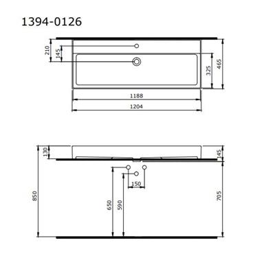 Bocchi Milano Etajerli Lavabo 120 cm Mat Beyaz