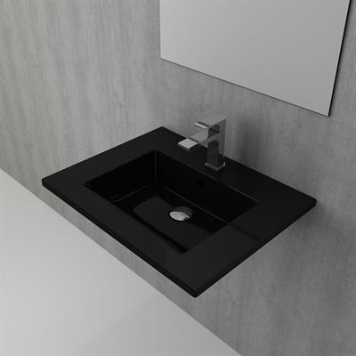 Bocchi 1161-005-0126 Milano Etajerli Lavabo 60 cm Parlak Siyah