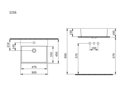 Bocchi Milano Batarya Banklı Lavabo 50 cm M Syh 1216-004-0126