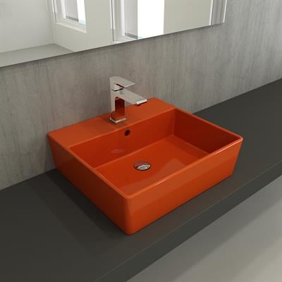 Bocchi Milano Batarya Banklı Lavabo 50 cm Parlak Turuncu 1216-012-0126