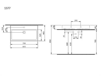 Bocchi Milano Lavabo 80 cm Parlak Siyah 1377-005-0126