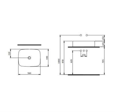 Bocchi New Age Lavabo 55 cm Mat Siyah
