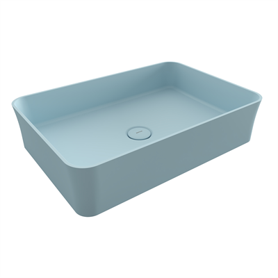 Bocchi Slim Line Dikdörtgen İnce Kenar Lavabo 55x38 cm Mat Buz Mavisi