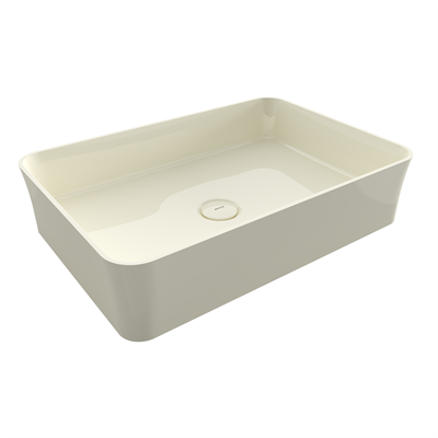 Bocchi Slim Line Dikdörtgen İnce Kenar Lavabo 55x38 cm Parlak Bisküvi
