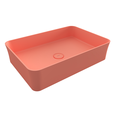 Bocchi Slim Line Dikdörtgen İnce Kenar Lavabo 55x38 cm Mat Somon