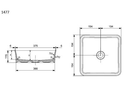 Bocchi Slim Line Kare Lavabo 38x38 cm Mat Gri 1477-006-0125