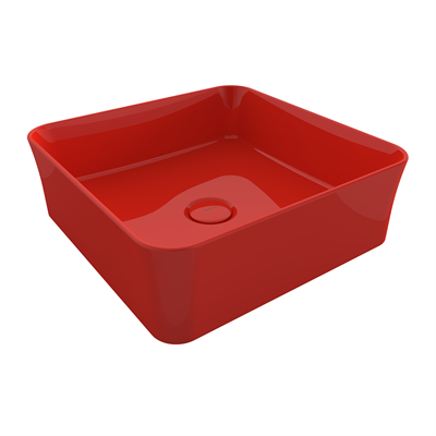 Bocchi Slim Line Kare Lavabo 38x38 cm Parlak Kırmızı