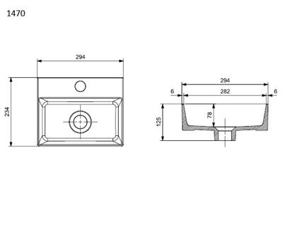 Bocchi Sottile Slim Line Dikdörtgen Lavabo 30x24 cm Mat Beton