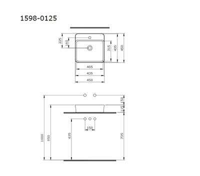 Bocchi Sottile Slim Line Kare Lavabo 45x45 cm Mat Mint Yeşil