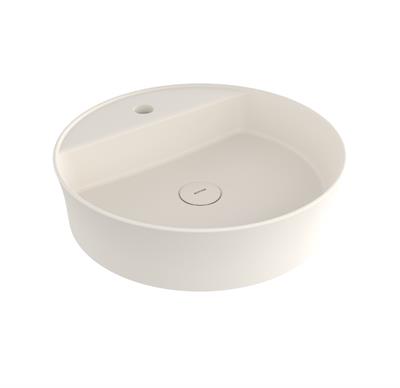 Bocchi Sottile Slim Line Yuvarlak Batarya Banklı Lavabo 45 cm Parlak Bisküvi