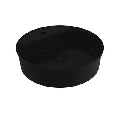 Bocchi Sottile Slim Line Yuvarlak Batarya Banklı Lavabo 45 cm Parlak Siyah