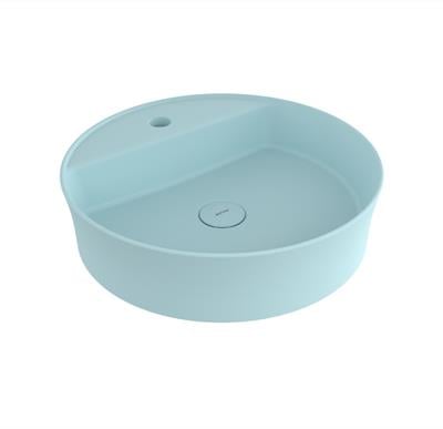 Bocchi Sottile Slim Line Yuvarlak Batarya Banklı Lavabo 45 cm Mat Buz Mavisi