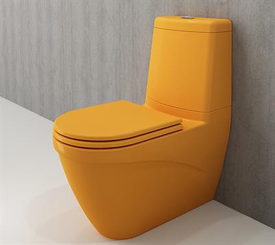 Bocchi Taormina Arch Duvara Tam Dayalı Klozet ve Kapağı Mandalina Sarısı