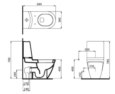 Bocchi Taormina Arch Duvara Tam Dayalı Klozet Takımı Mat Siyah