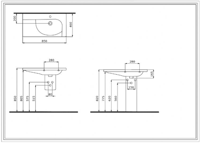 Bocchi Taormina Arch Etajerli Lavabo 86 cm Beyaz 1020-001-0126