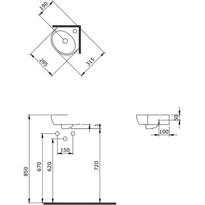 BOCCHİ TAORMINA ARCH KÖŞE LAVABO 30 CM - PARLAK BEYAZ 1392-001-0126