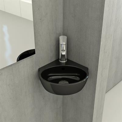 Bocchi Taormina Arch Köşe Lavabo 30 cm Parlak Siyah 1392-005-0126