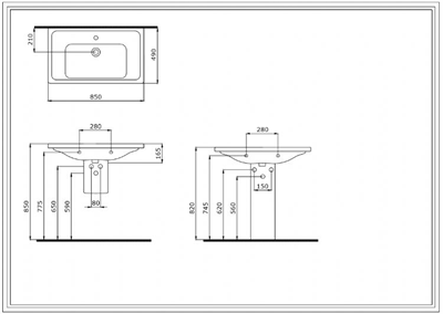 Bocchi 1008-001-0126 Taormina Pro Etajerli Lavabo 85 cm Parlak Beyaz