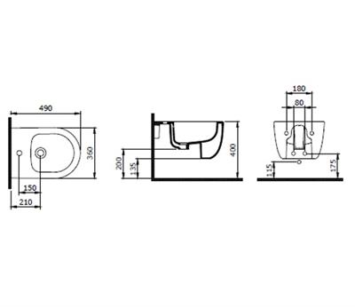 Bocchi V-Tondo Asma Bide Mat Gri 1487-006-0120