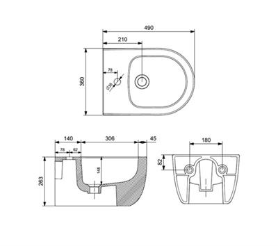 Bocchi V-Tondo Mat Siyah Asma Bide 1487-004-0120