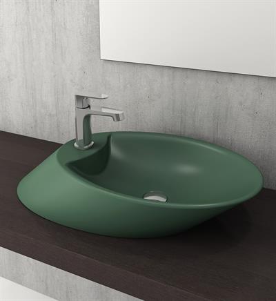 Bocchi 1021-027-0126 Vessel Bataryalı Çanak Lavabo 72cm Mat Yeşil