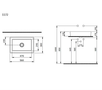 Bocchi Vessel Dikdörtgen Lavabo 56x38 cm Mat Kahve