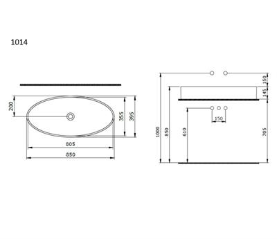 Bocchi 1014-004-0125 Vessel Elips Çanak Lavabo 85 cm Mat Siyah