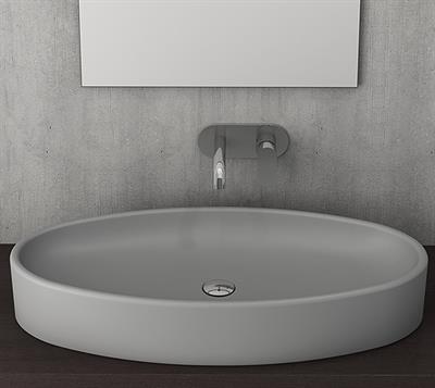 Bocchi 1014-006-0125 Vessel Elips Çanak Lavabo 85 cm Mat Gri