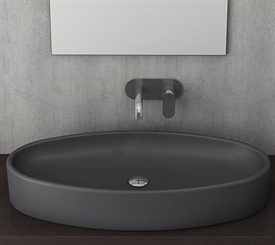 Bocchi 1014-020-0125 Vessel Elips Çanak Lavabo 85 cm Mat Antrasit