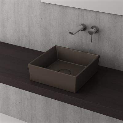 Bocchi Vessel Kare Lavabo 38x38 cm Mat Kahve