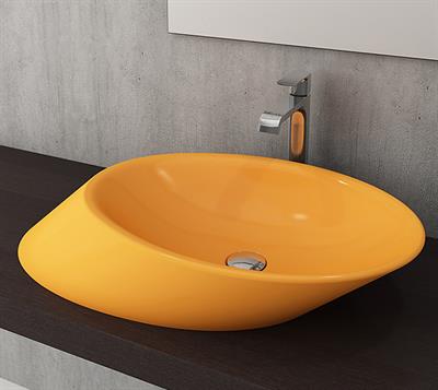 Bocchi 1013-021-0125 Vessel Yatay Çanak Lavabo 72 cm M. Sarısı